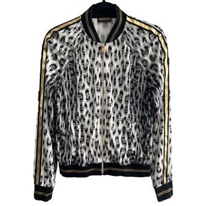 Roberto Cavalli Velvet Leopard Print Jacket Womens 42 US 6 Full Zip Designer